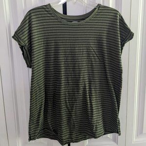 Old Navy Green and Black Striped Shirt Womens L